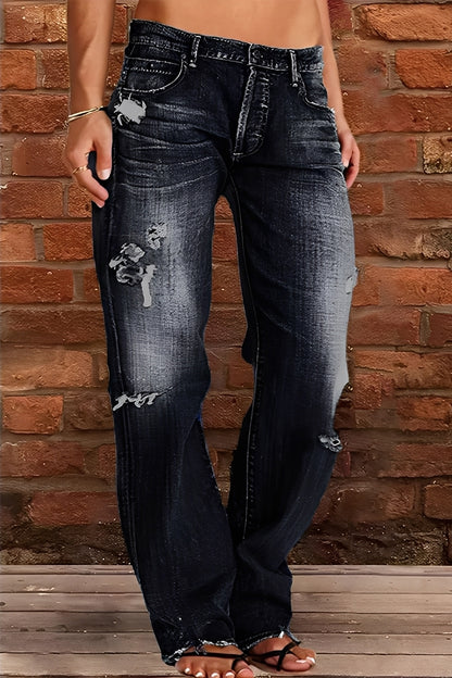 Demetria - Klassische Washed-Jeans mit niedriger Taille für Damen