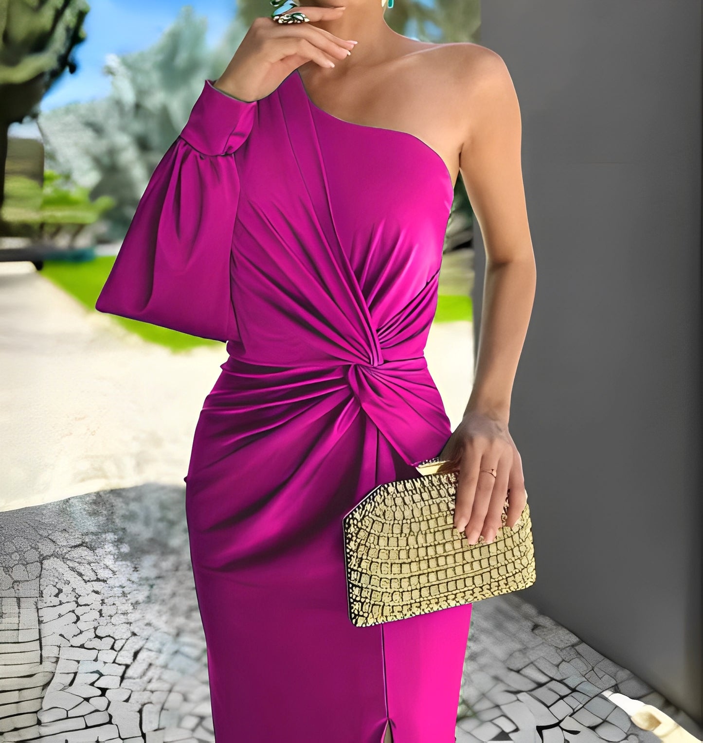 Pauline - Elegantes, drapiertes One-Shoulder-Kleid für Damen
