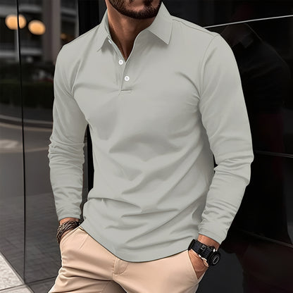 Dudley - Lässiges Langarm-Poloshirt mit Knöpfen für Herren