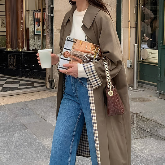 Connie - Moderner langer Trenchcoat für Damen