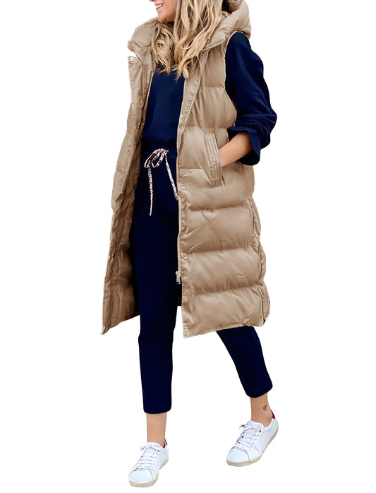 Amilia - Stilvoller, ärmelloser, langer Weste-Mantel für Damen