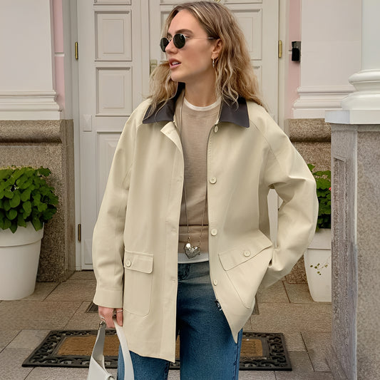 Eireen - Stilvolle, locker sitzende Jacke mit Polokragen für Damen