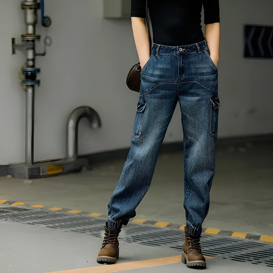 Kristal - Jeanshose aus Baumwolle mit mehreren Taschen für Damen