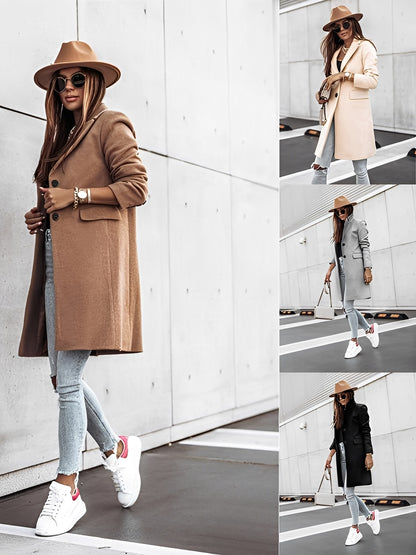 Rhetta - Eleganter Wollmantel mit Knöpfen für Damen