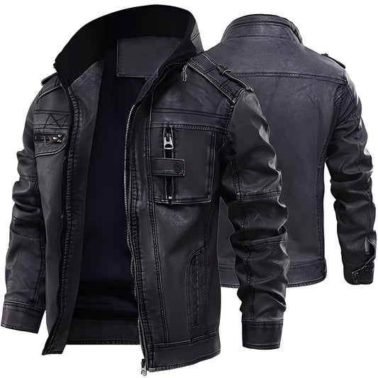 Kevin - Klassische Lederjacke mit Taschen für Herren