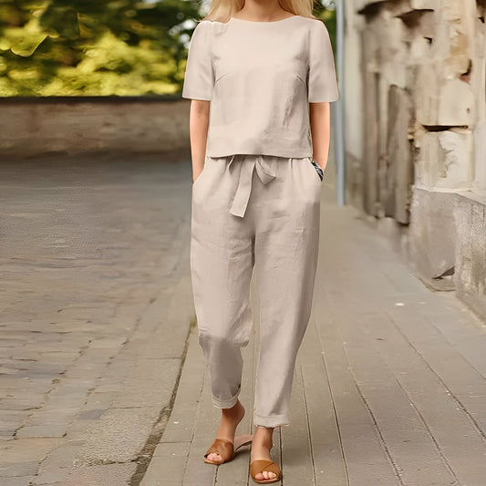 Kerine - Damen-Ensemble aus Baumwolle und Leinenhose