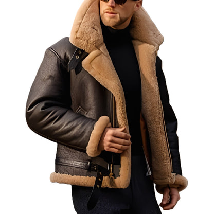 Jeffrey - Moderne Lederjacke mit warmem Sherpa-Futter für Herren