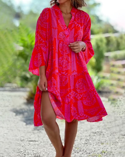 Mia – Kleid mit geometrischem Bohème-Druck