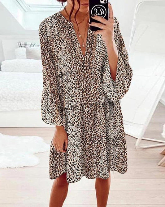 Ruby - Leopard knielanges Damenkleid
