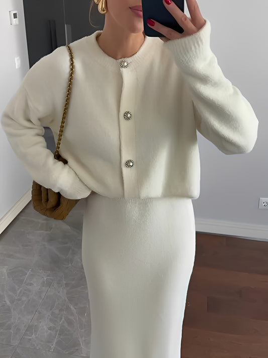 Cecilia - Elegantes Set aus Strickjacke und Rock für Damen