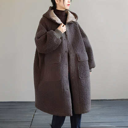 Nydia - Warmer Wollmantel mit Kapuze für Damen