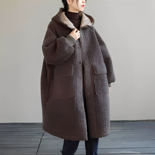 Nydia - Warmer Wollmantel mit Kapuze für Damen