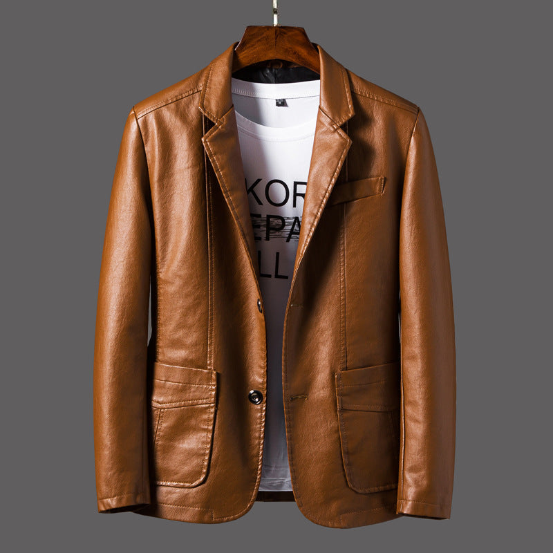 Duncan - Moderne Lederjacke mit Knopf für Herren
