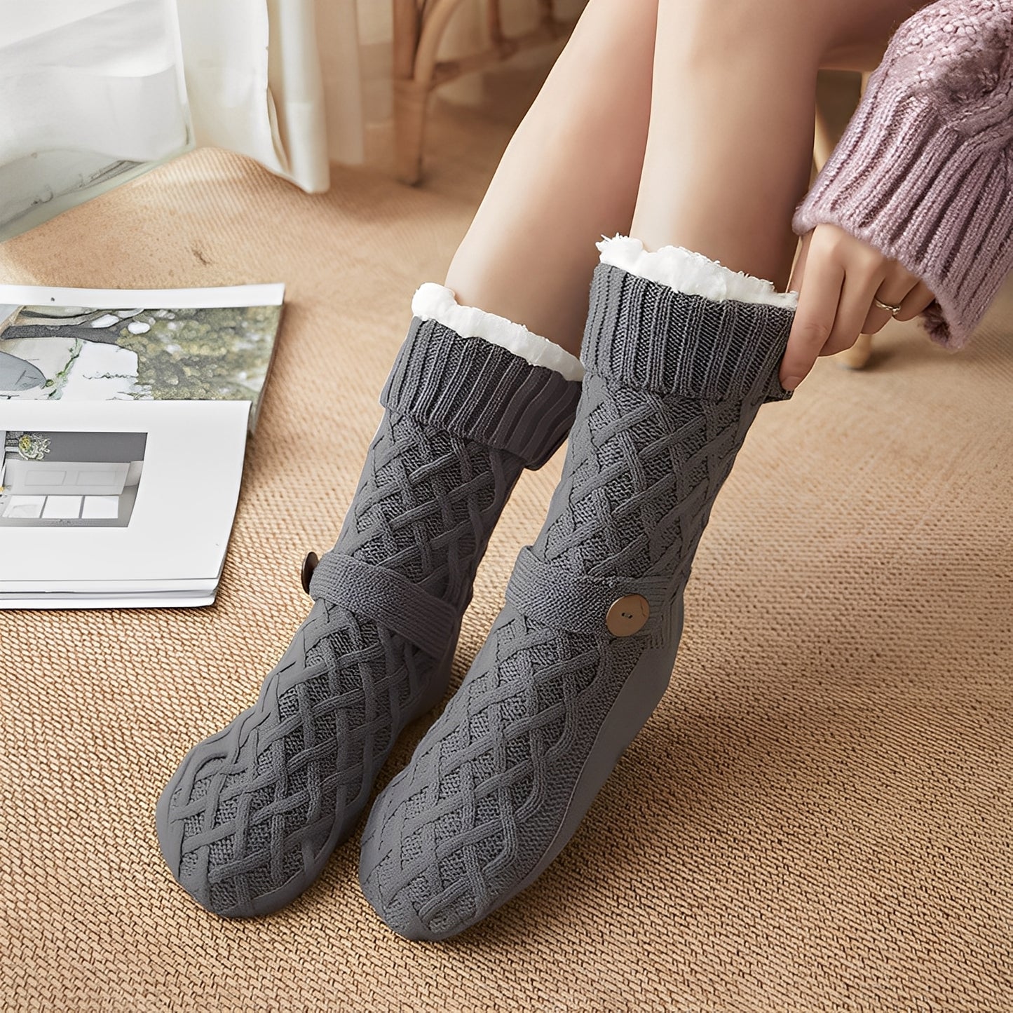 Lavina - Stilvolle, mit Fleece gefütterte Wollsocken für Damen