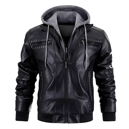 Everard - Klassische Motorradjacke mit Kapuze für Herren