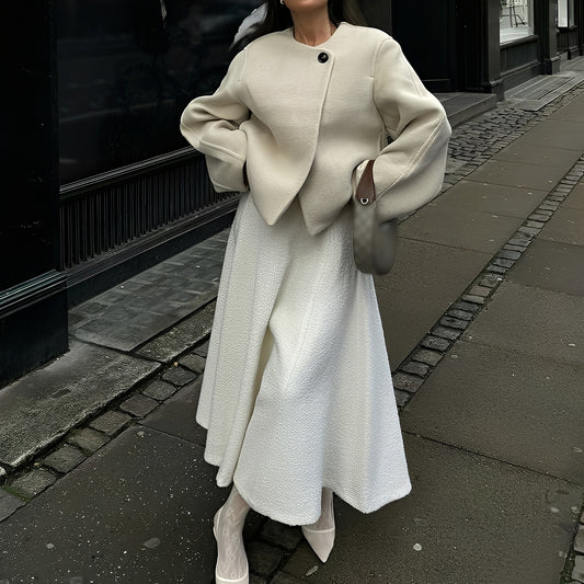 Beatrice - Eleganter kurzer Mantel aus Wolle für Damen