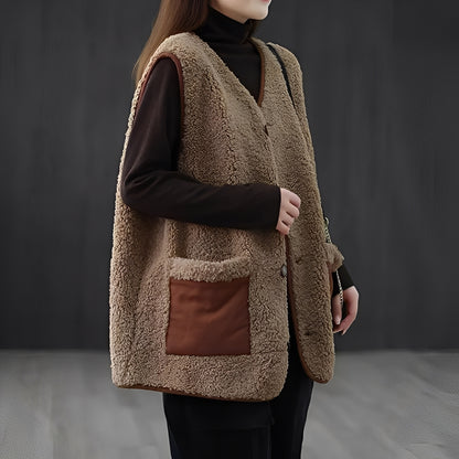 Emerie - Lässige, dicke Weste mit Taschen für Damen