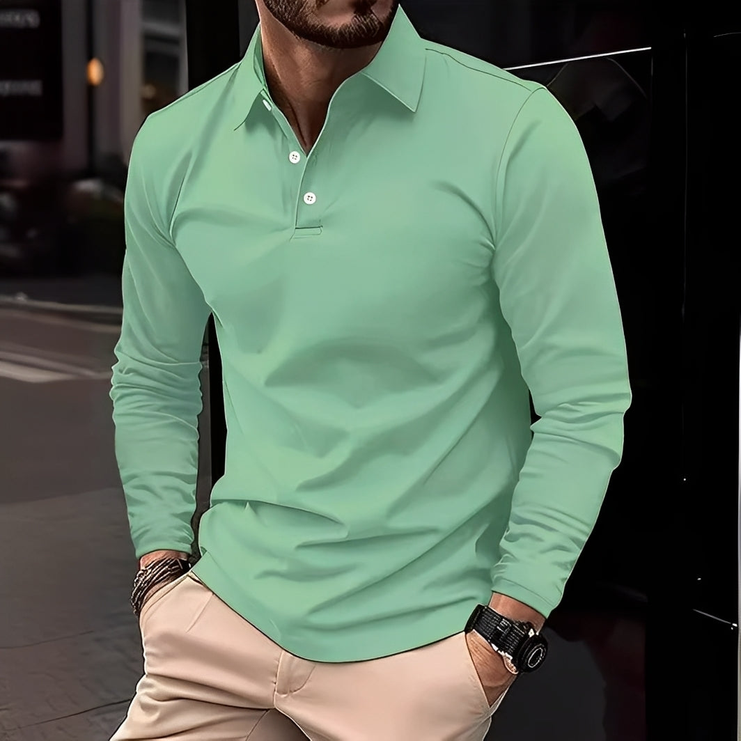 Dudley - Lässiges Langarm-Poloshirt mit Knöpfen für Herren