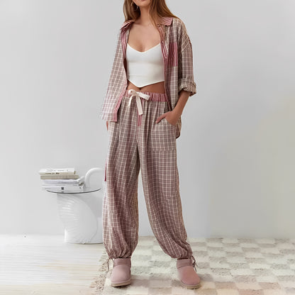 Elenora - Bequemes, lässiges zweiteiliges Pyjama-Set für Damen