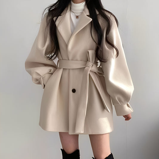 Meryl - Eleganter mittellanger Wollmantel für Damen