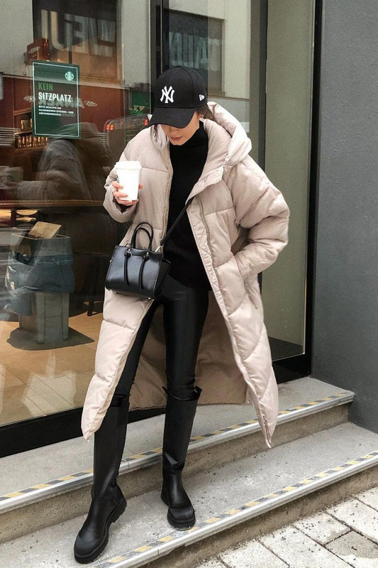 Khloe - Warmer, langer, wattierter Wintermantel für Damen