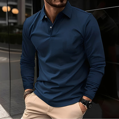 Dudley - Lässiges Langarm-Poloshirt mit Knöpfen für Herren