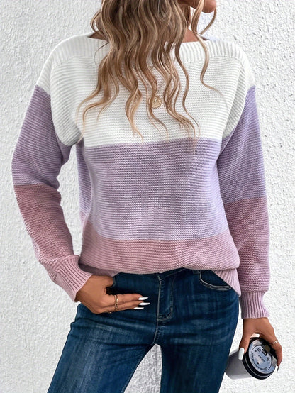 Muriel - Stilvoller Pullover mit dreifarbigen Streifen für Damen
