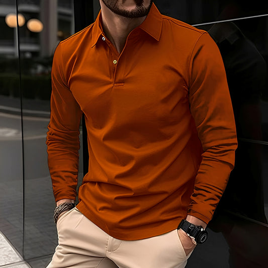 Dudley - Lässiges Langarm-Poloshirt mit Knöpfen für Herren