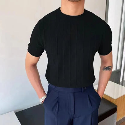 Sokka - Geripptes, legeres T-Shirt für Männer