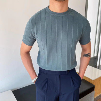 Sokka - Geripptes, legeres T-Shirt für Männer