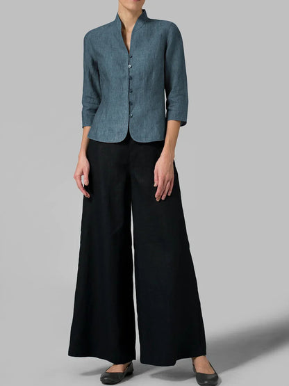 Brynna - Hochwertige Damen Bluse mit Stehkragen