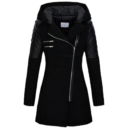 Chasity - Stilvoller warmer Mantel mit Kapuze für Damen