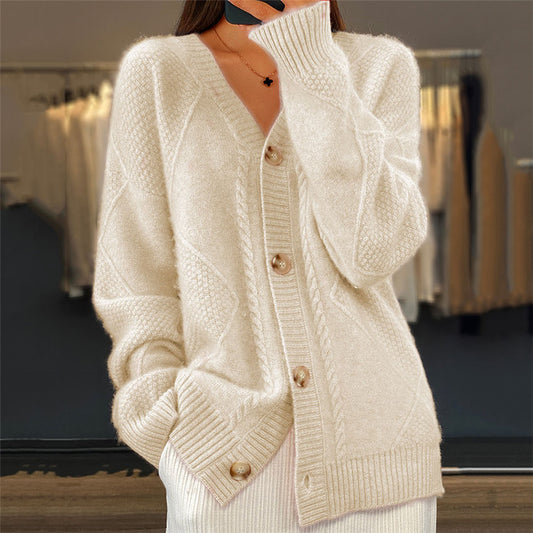 Jocelin - Lockere Strickjacke mit Brokatmuster für Frauen