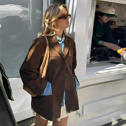 Laura - Klassische Lederjacke mit Reverskragen für Damen