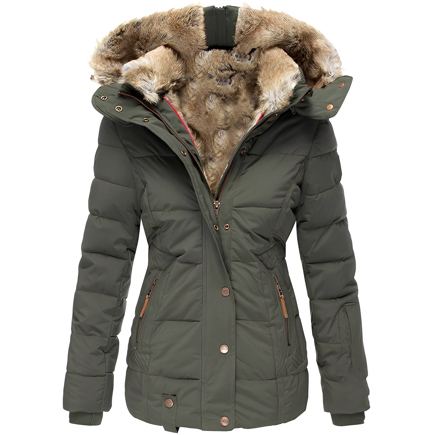 Odelia - Stilvolle, schmale Jacke mit Pelzkragen für Damen