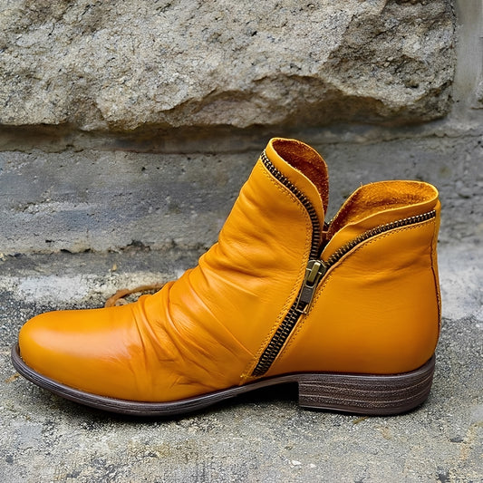 Veronica - Retro-Lederstiefel mit Reißverschluss für Damen