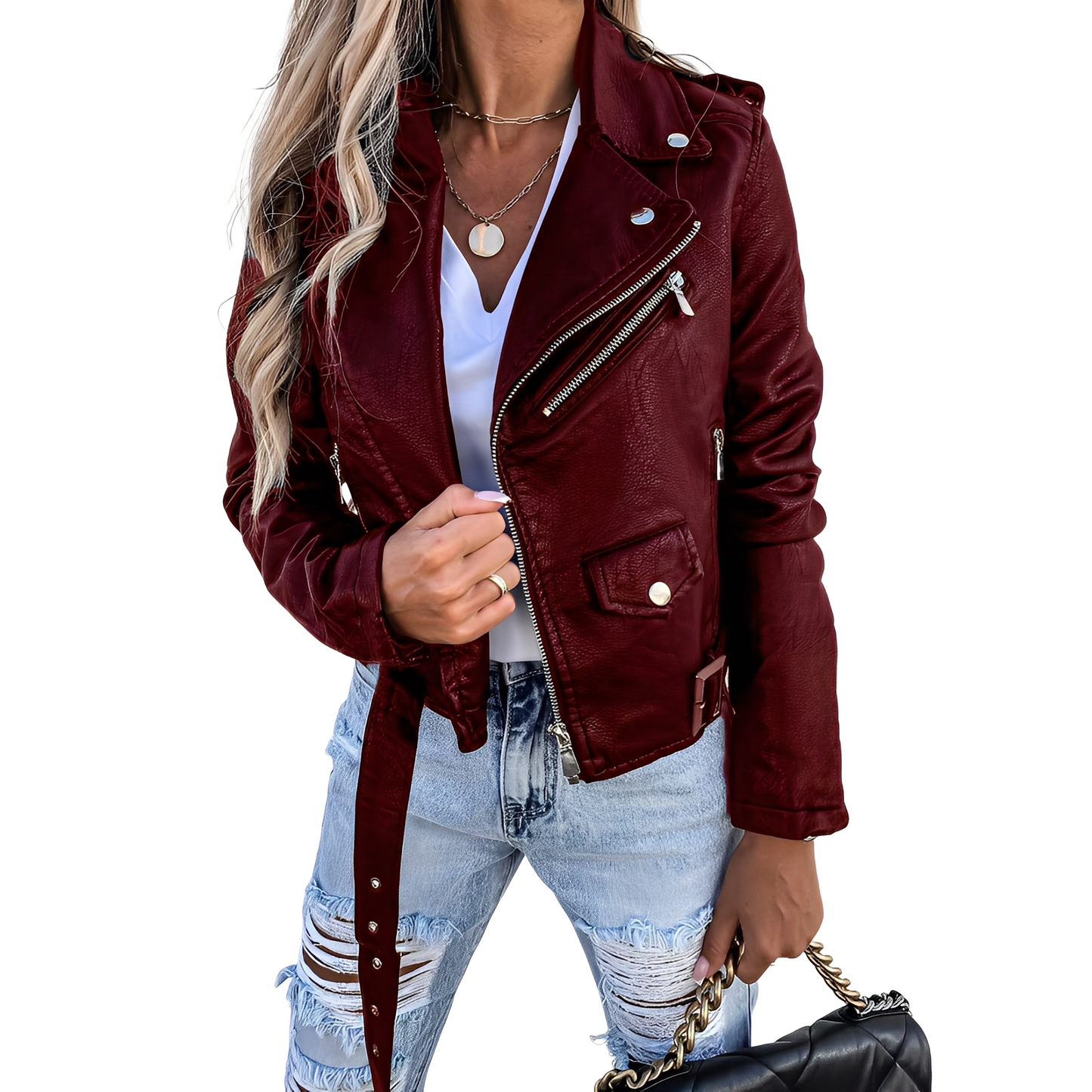 Tiana - Retro-Bikerjacke mit Reißverschluss für Damen