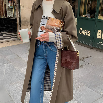 Connie - Moderner langer Trenchcoat für Damen