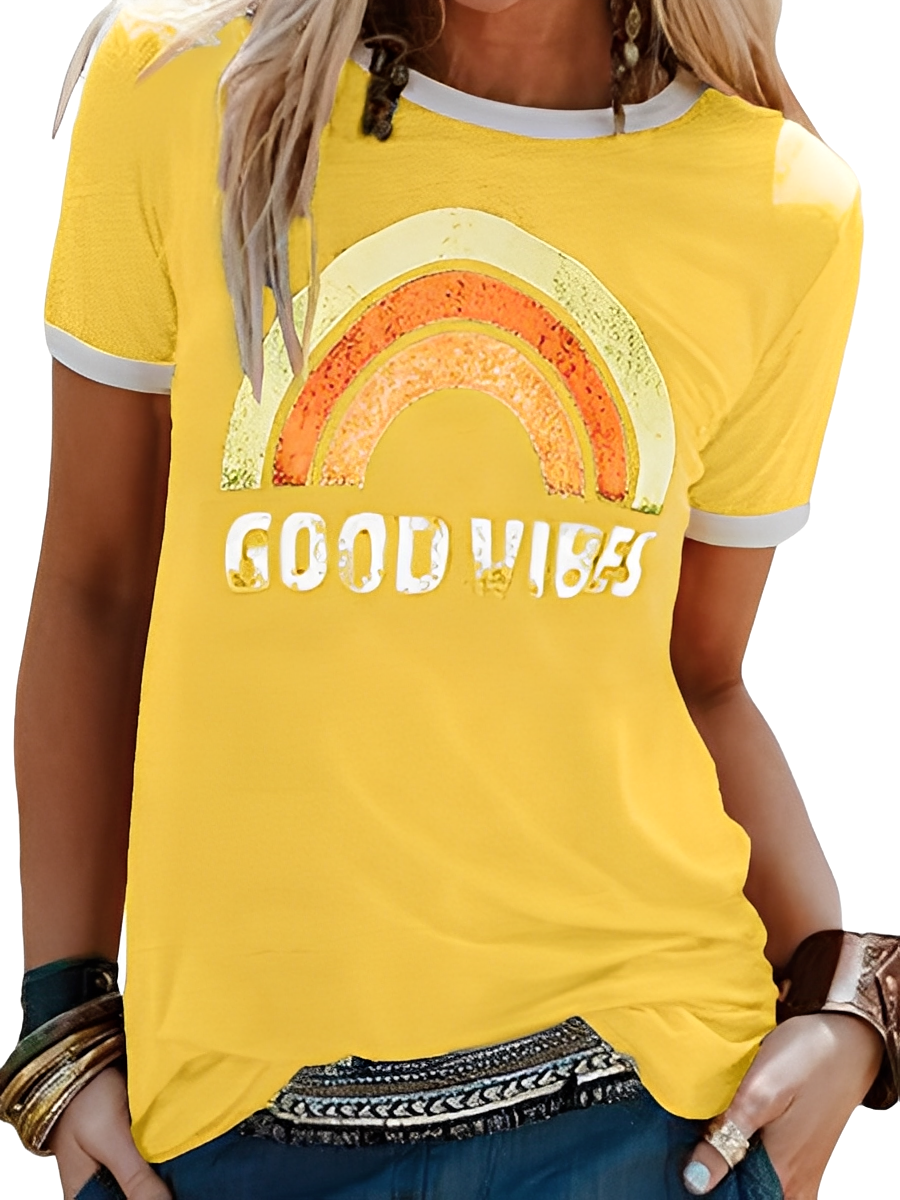 Daria - Einfaches Shirt mit Good Vibes-Aufdruck für Frauen
