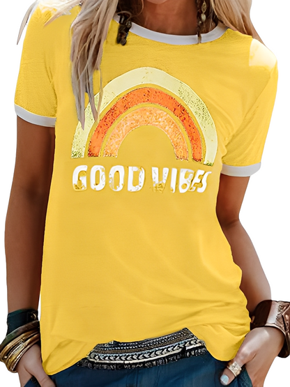 Daria - Einfaches Shirt mit Good Vibes-Aufdruck für Frauen