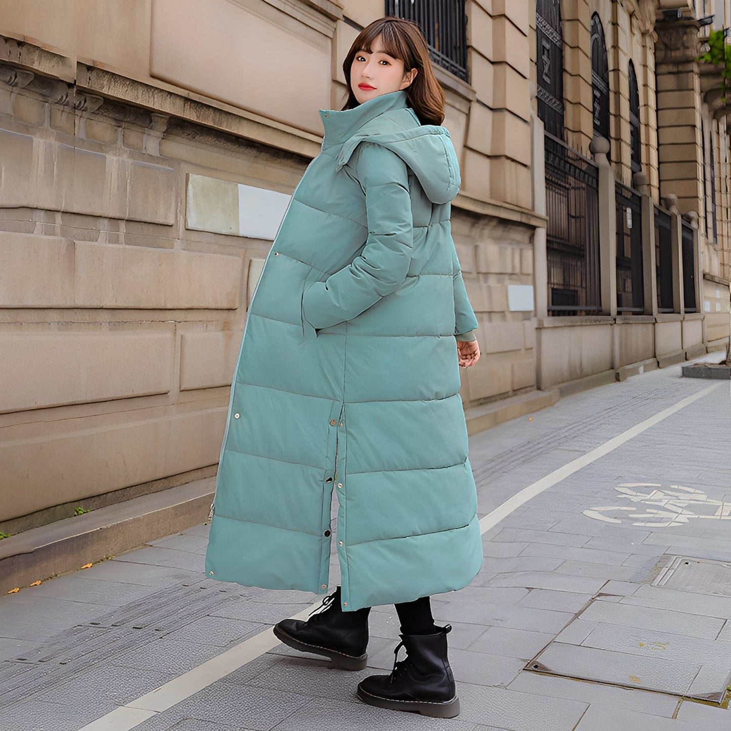 Maylis - Langer, warmer, gesteppten Damen-Wintermantel