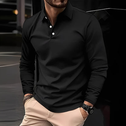 Stephen - Lässiges Langarm-Poloshirt für Herren