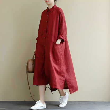 Chelsie - Oversized-Maxikleid mit Knöpfen für Damen