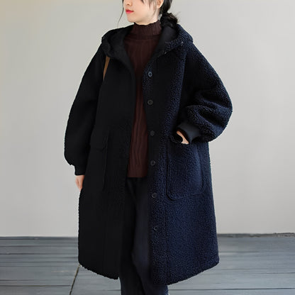 Nydia - Warmer Wollmantel mit Kapuze für Damen