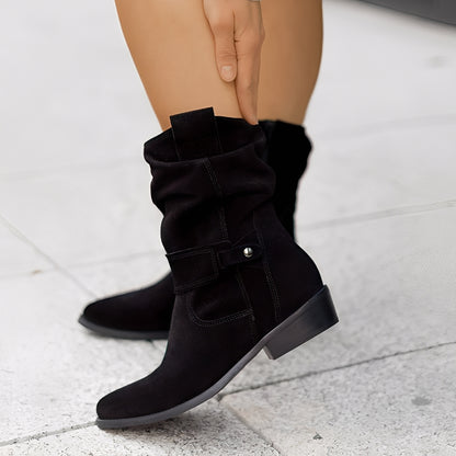 Marjorie - Lässige Wildlederstiefel mit weitem Schnitt für Damen
