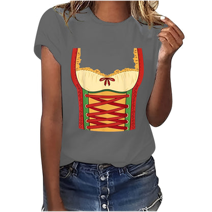Hazel - Lässiges Oktoberfest-T-Shirt mit Print für Damen