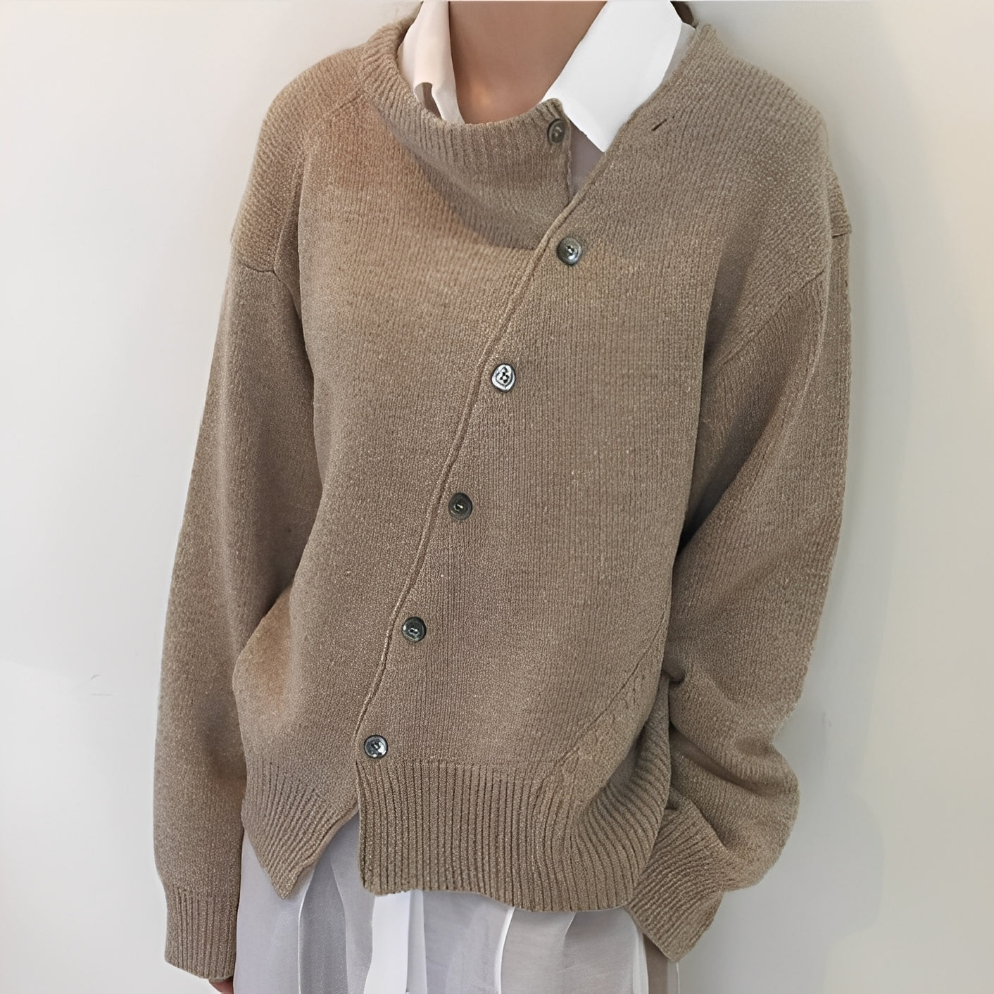 Arianna - Lockere Kaschmirjacke mit Knöpfen für Frauen