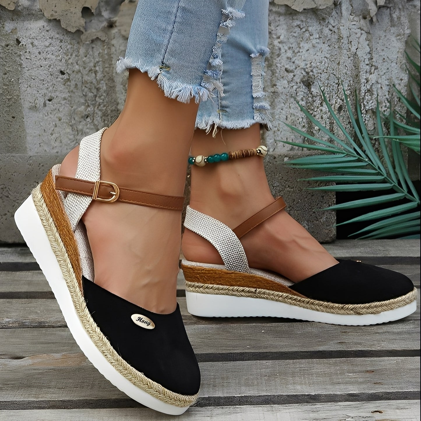 Elinor - Lässige Keilsandalen aus Hanf für Damen