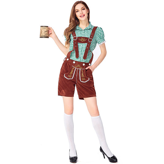 Dahlia - Oktoberfest-Outfit mit karierter Latzhose für Damen