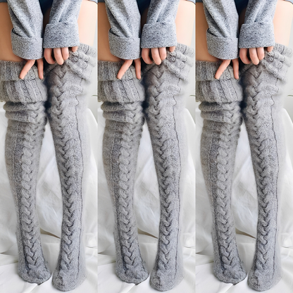 Hailee - Warme Strick-Overknee-Socken für Damen